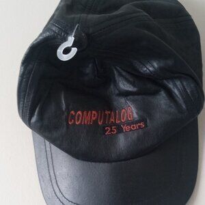 Vintage LLOYDMINSTER Black Leather Golf Baseball Hat Cap Adjustable Korea